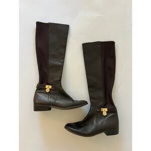 Michael Kors Hamilton Knee High Brown Leather Boots Shoes Women 6M Read